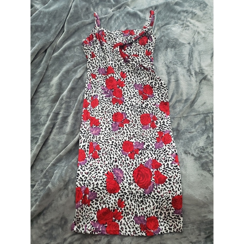 Rose and Leopard Velour Wiggle Dress